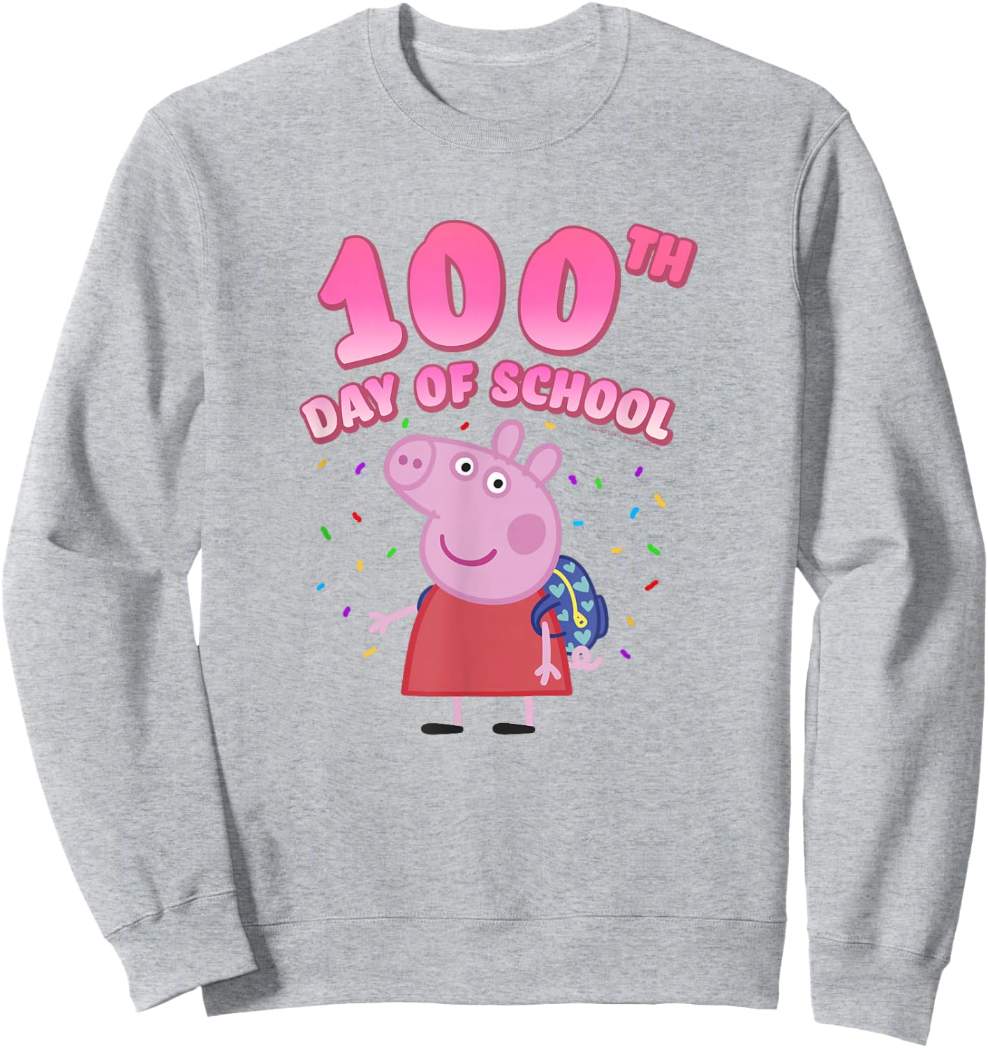 Peppa Pig 100th Day Of School Celebration Confetti Sweatshirt - Sweatshirt | Ash