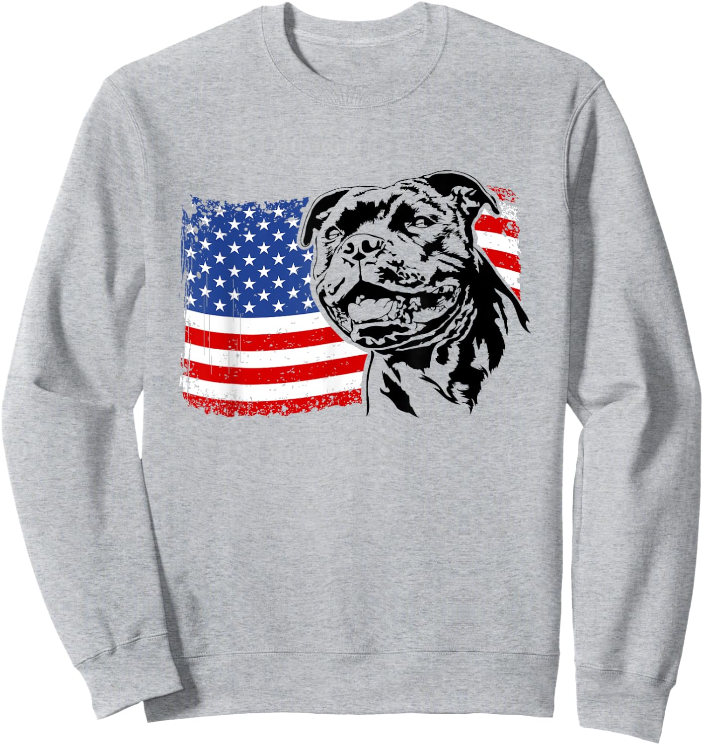 Proud Staffordshire Bull Terrier American Flag patriotic dog Men Women Sweatshirt - Sweatshirt | Ash