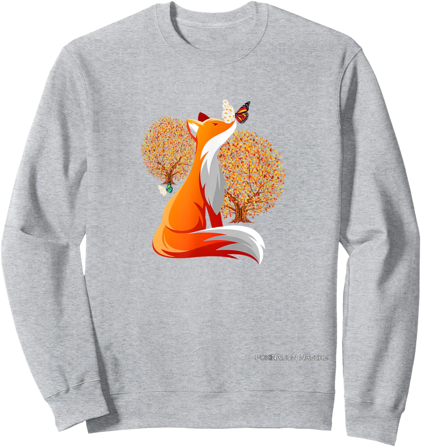 Foxination Nature, autumn with fox and butterflies Sweatshirt - Sweatshirt | Ash