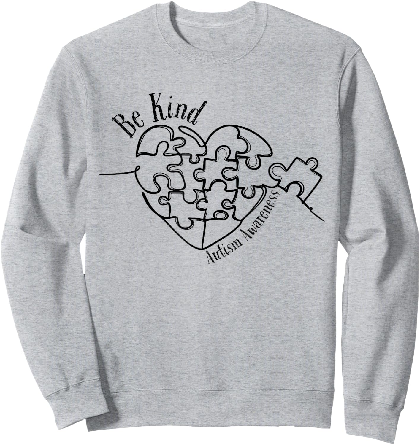 Autism Awareness Be Kind, Heart Puzzle Sweatshirt - Sweatshirt | Ash