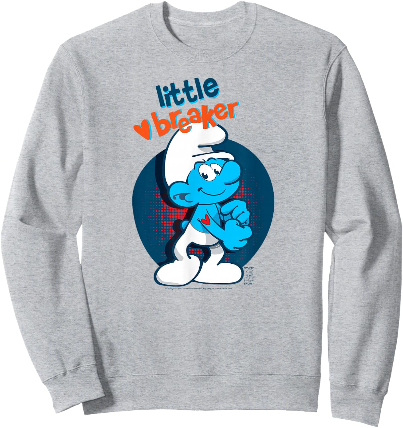The Smurfs Hefty Smurf Little Heart Breaker Sweatshirt - Sweatshirt | Ash
