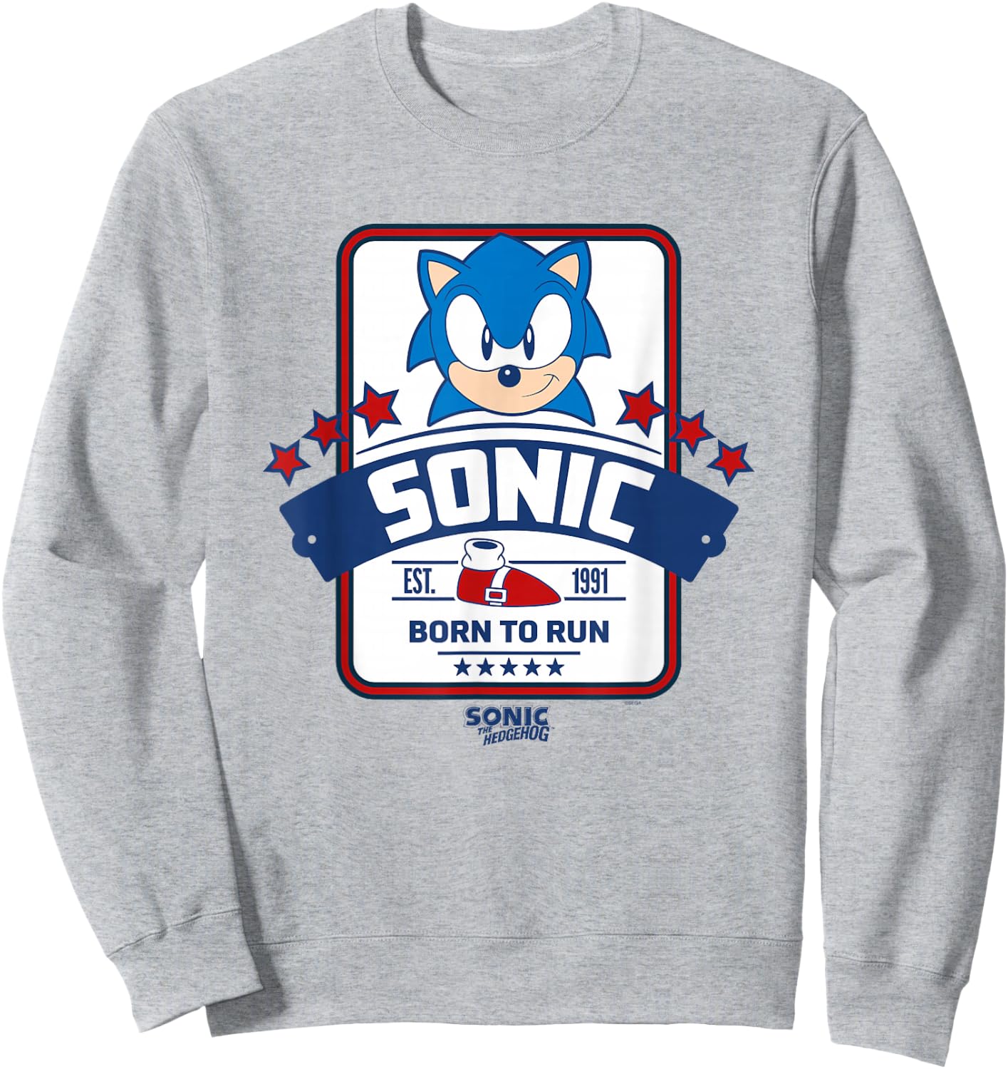 Sonic The Hedgehog Americana Born to Run Est. 1991 Retro Sweatshirt - Sweatshirt | Ash