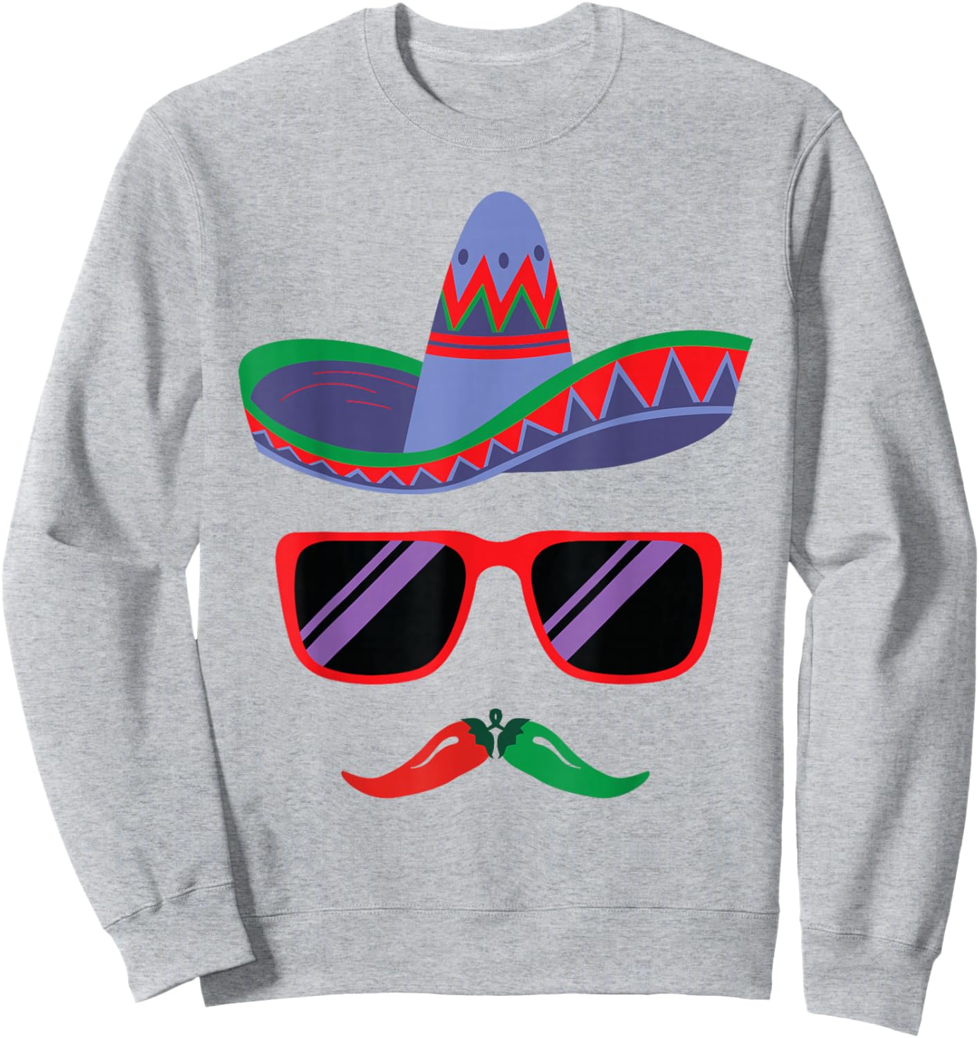Sombrero Face Cinco De Mayo Mexican Fiesta Party Boys Kids Sweatshirt - Sweatshirt | Ash