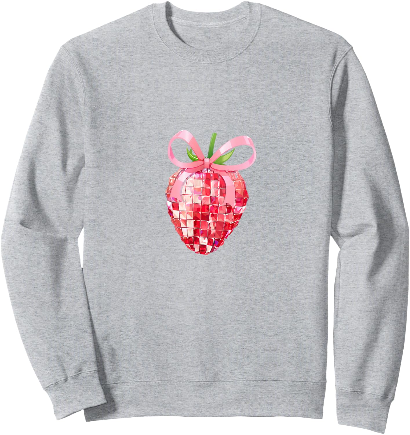 Pink Bow Coquette Aesthetics Y2K Strawberry Girls Ladies , White Sweatshirt - Sweatshirt | Ash
