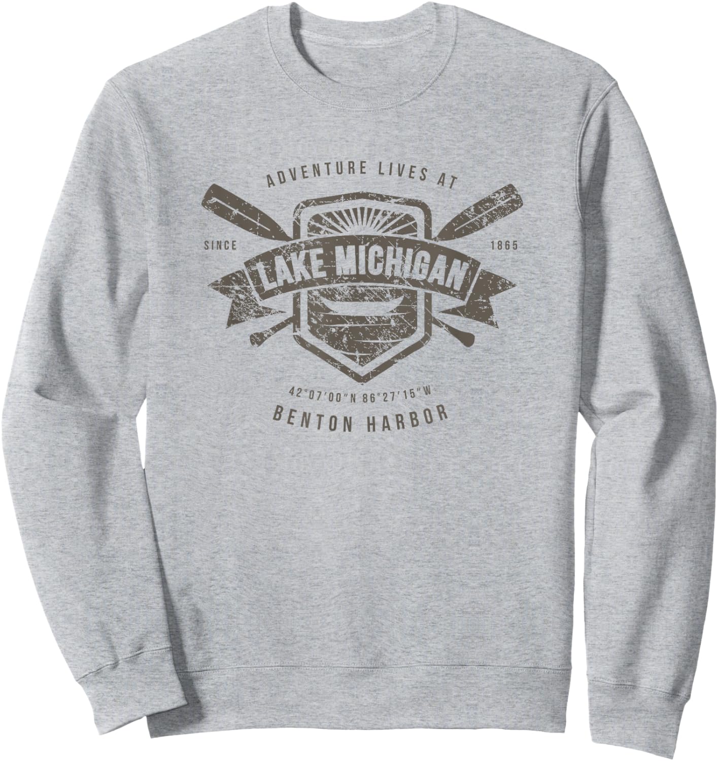 Lake Michigan Benton Harbor Shirt, Fishing Boat Camping Gift Sweatshirt - Sweatshirt | Ash