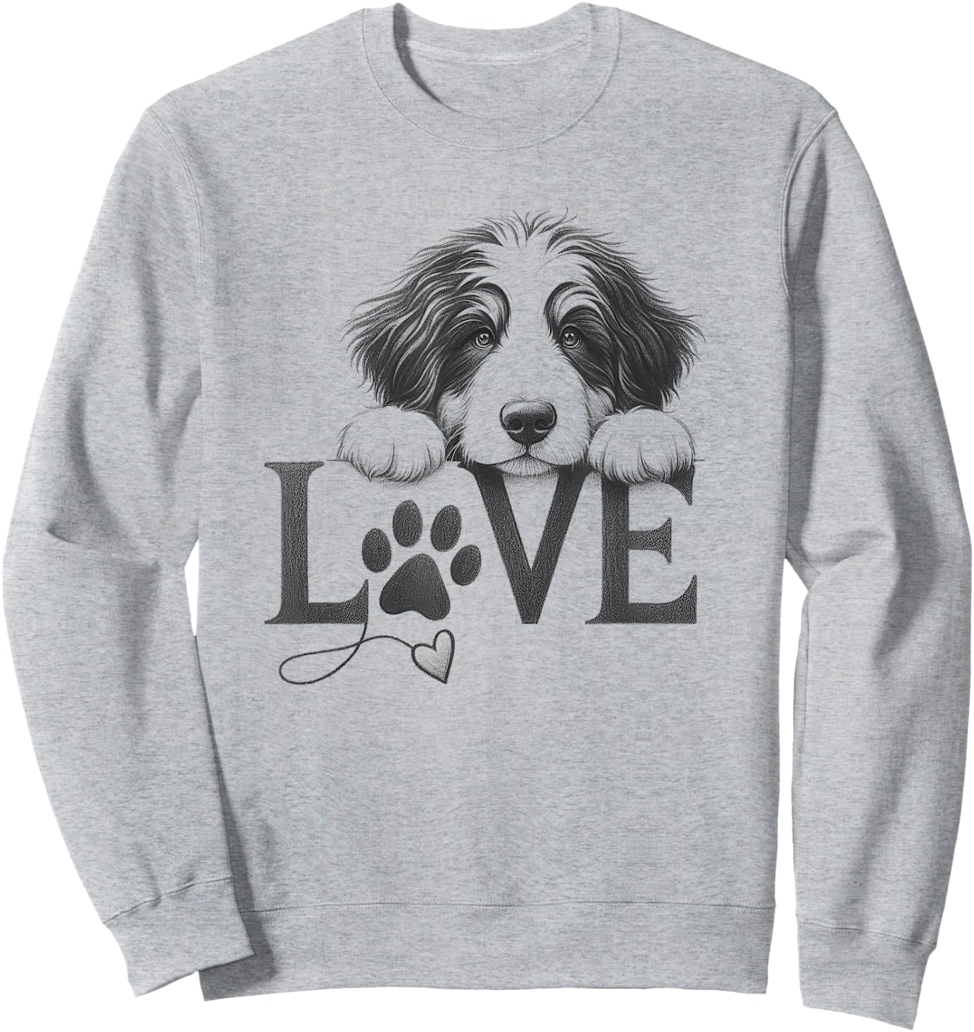 Bernedoodle Dog Love Paw Design Sweatshirt - Sweatshirt | Ash