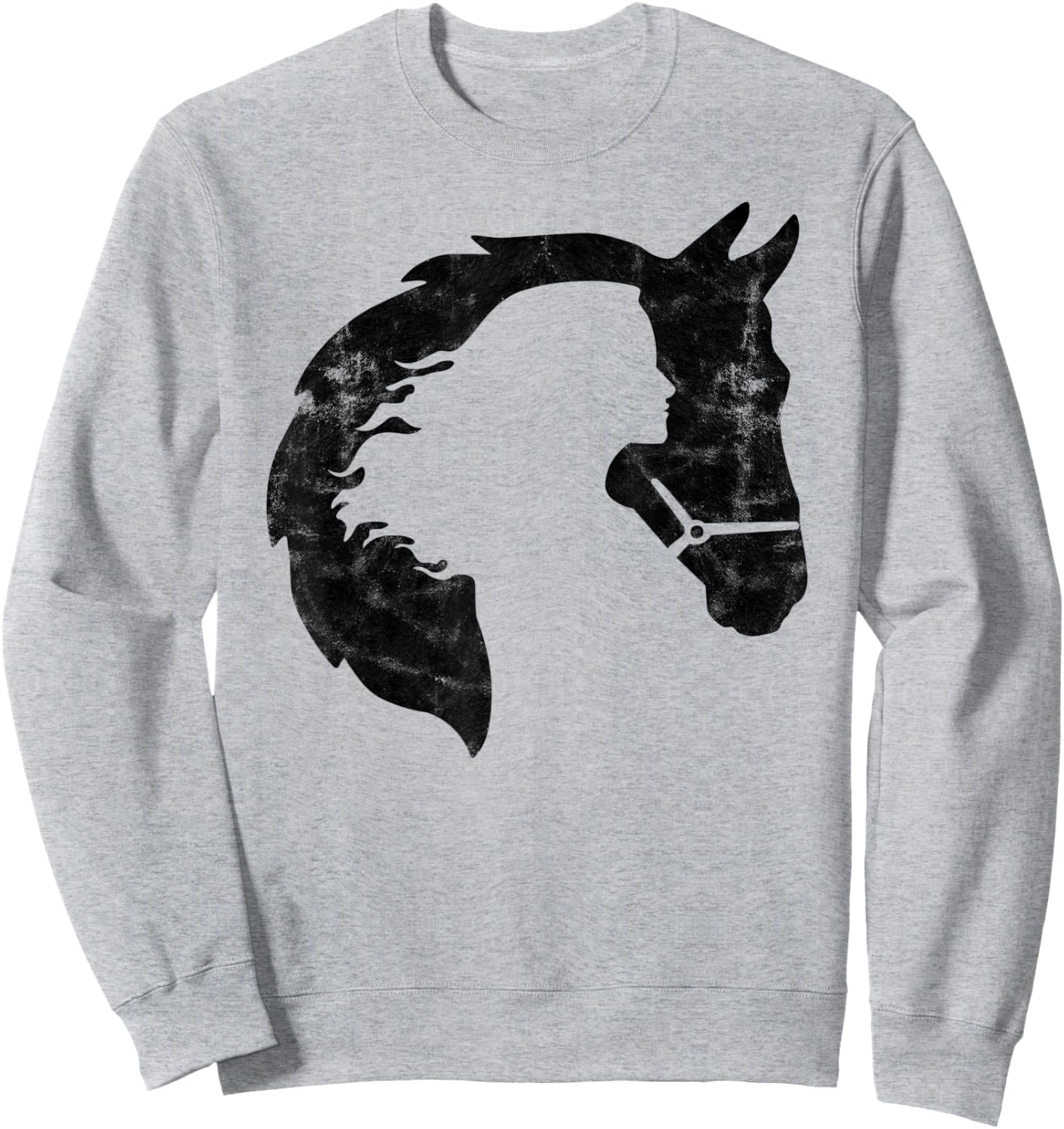 Retro Horse Young Woman With Horse Love Horse Silhouette Sweatshirt - Sweatshirt | Ash