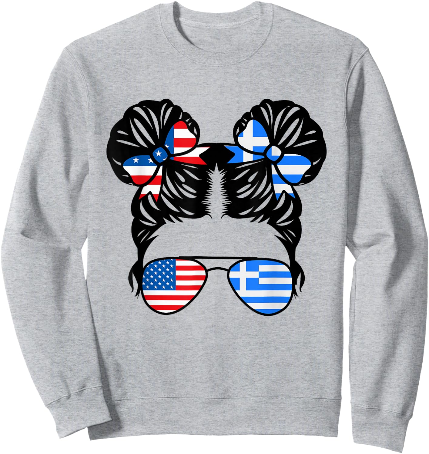 Half American Half Greek Girl USA Greece Flag Patriot Sweatshirt - Sweatshirt | Ash