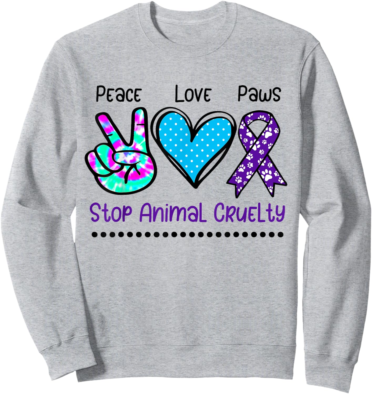 Animal cruelty abuse awareness support stop ribbon paw print Sweatshirt - Sweatshirt | Ash