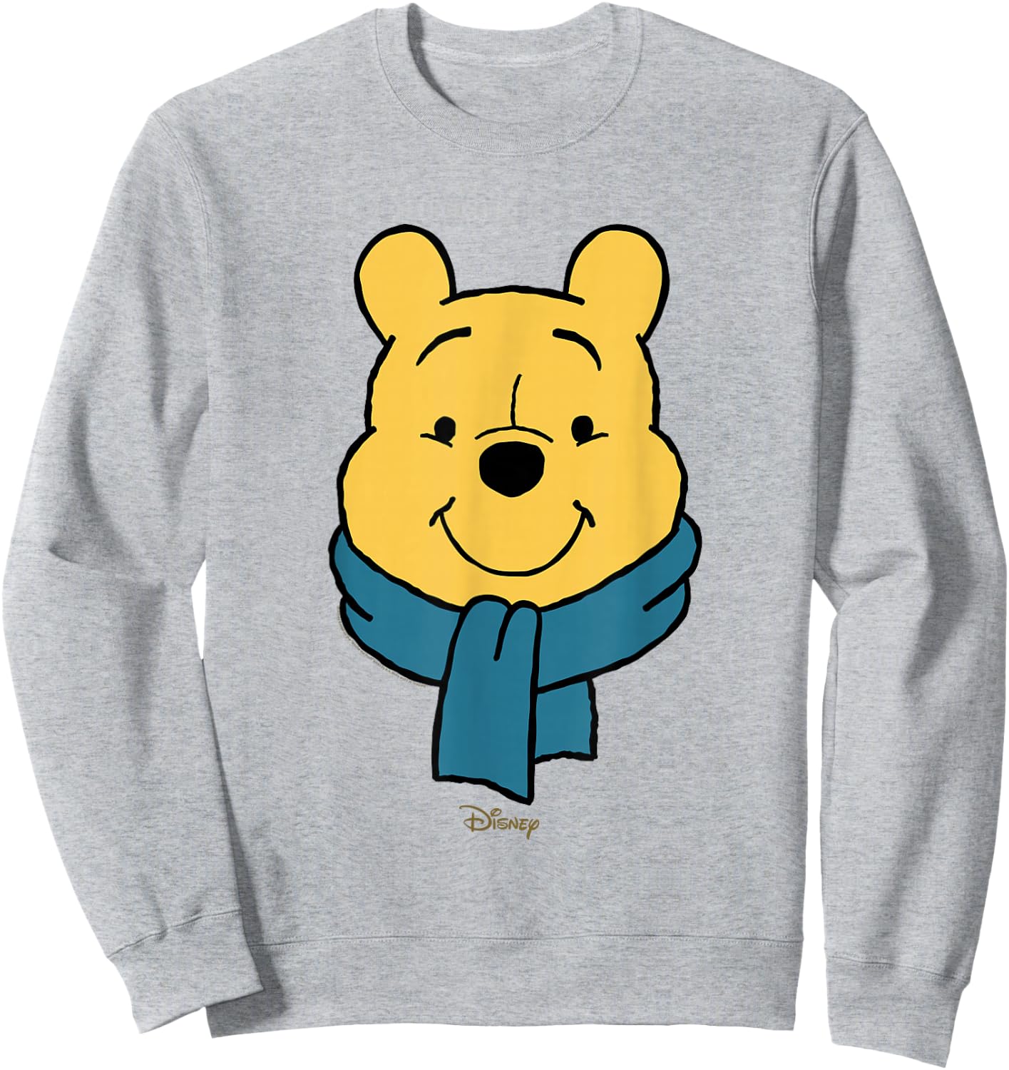 Disney Winnie The Pooh Big Face Blue Scarf Winter Sweatshirt - Sweatshirt | Ash