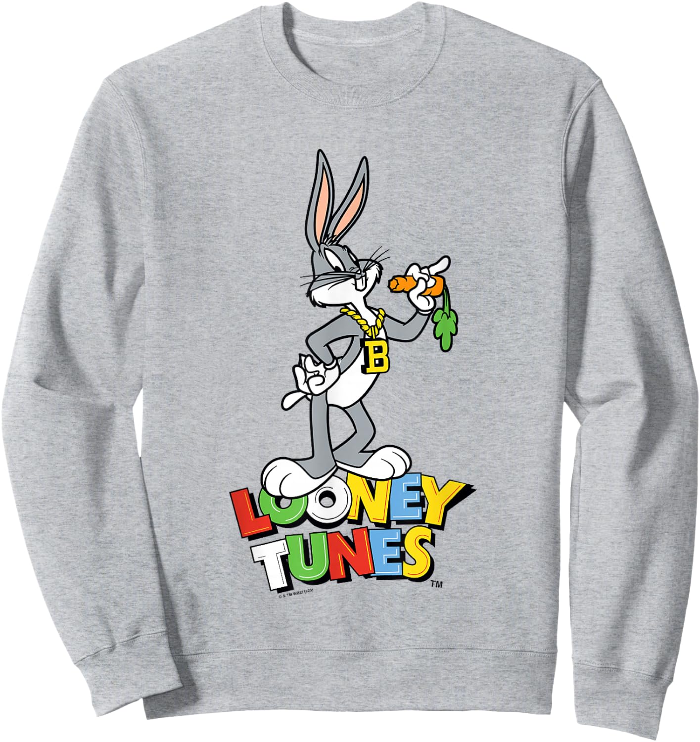 Looney Tunes Bugs Bunny With Bling Collar Portrait Sweatshirt - Sweatshirt | Ash