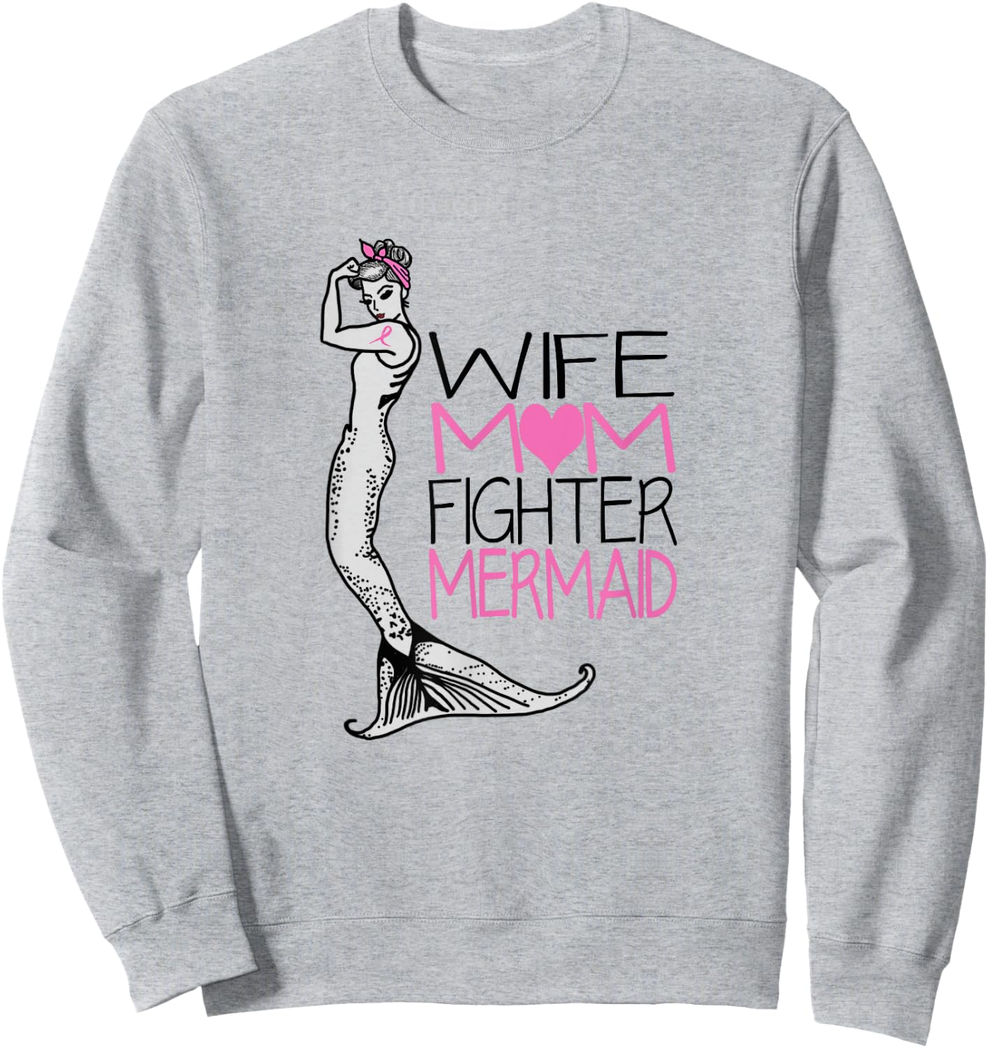 Breast Cancer Shirts Mermaid Shirt Cancer Survivor Gifts Sweatshirt - Sweatshirt | Ash