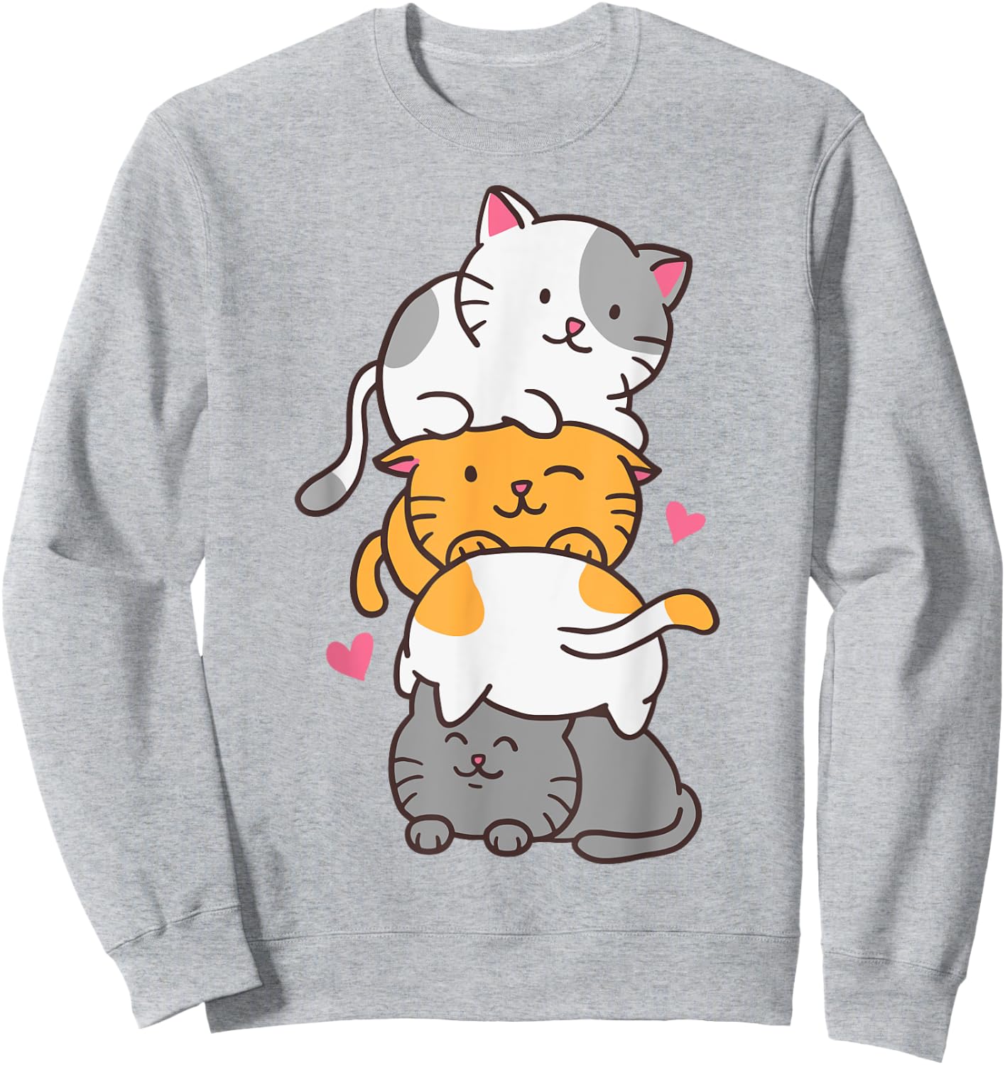 Cat Cats Cute Kitty Pile Anime Kawaii Neko Gift Cat Lovers Women Kids Sweatshirt - Sweatshirt | Ash