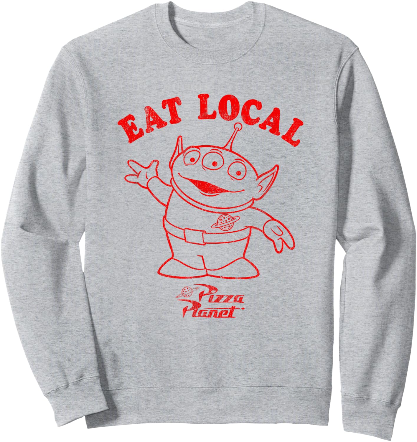 Disney Pixar Toy Story Pizza Planet Alien Eat Local Sweatshirt - Sweatshirt | Ash