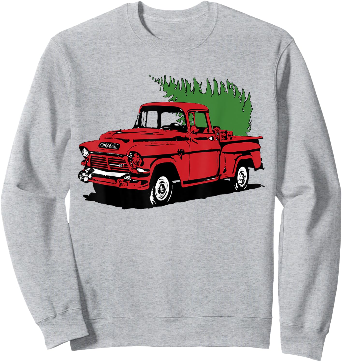 Vintage Christmas Old Red Pickup Truck Tree Holiday Gift Sweatshirt - Sweatshirt | Ash