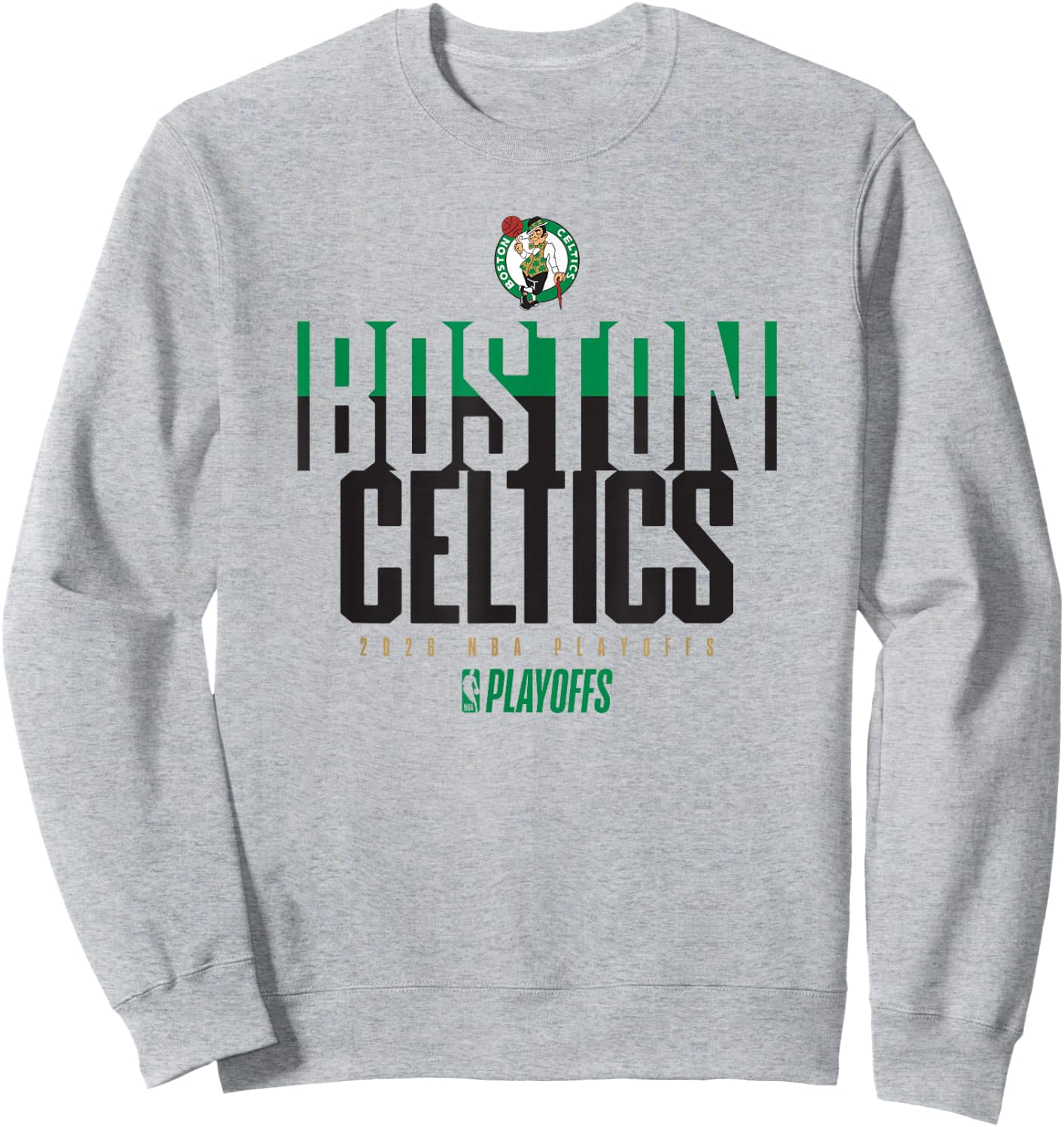 NBA Official 2026 Playoffs Boston Celtics Stacked Up Sweatshirt - Sweatshirt | Ash