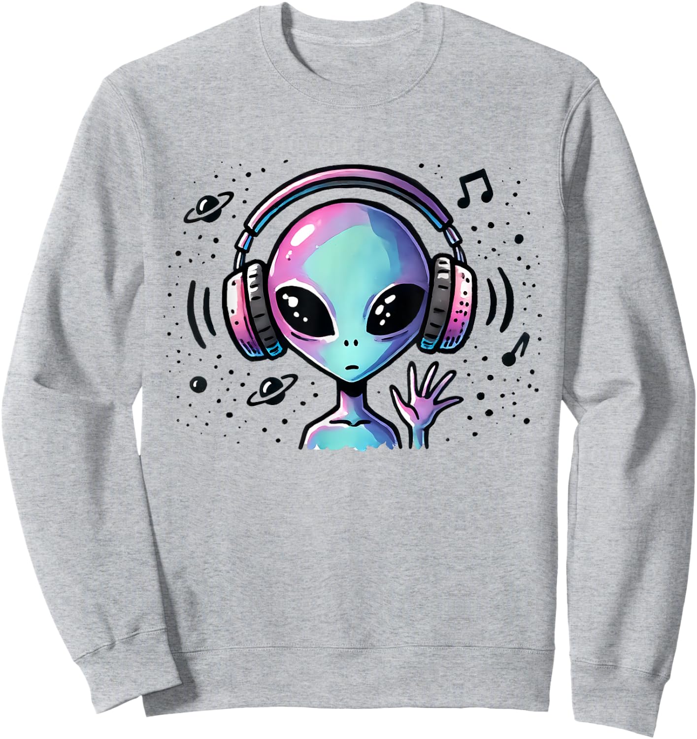 Music Lover Alien Musician UFO Extraterrestrial Space Gift Sweatshirt - Sweatshirt | Ash
