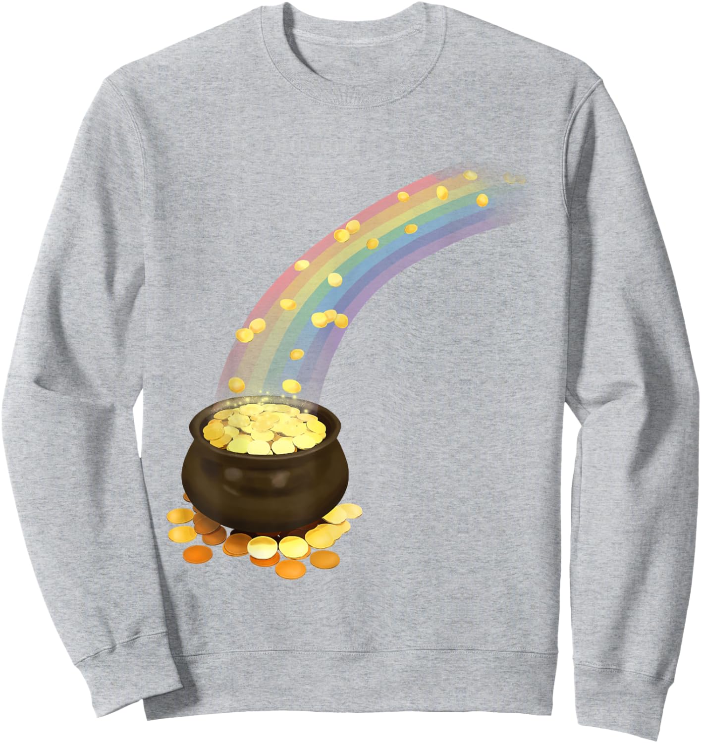 St Patrick's Day Leprechaun's Pot of Gold at End of Rainbow Sweatshirt - Sweatshirt | Ash