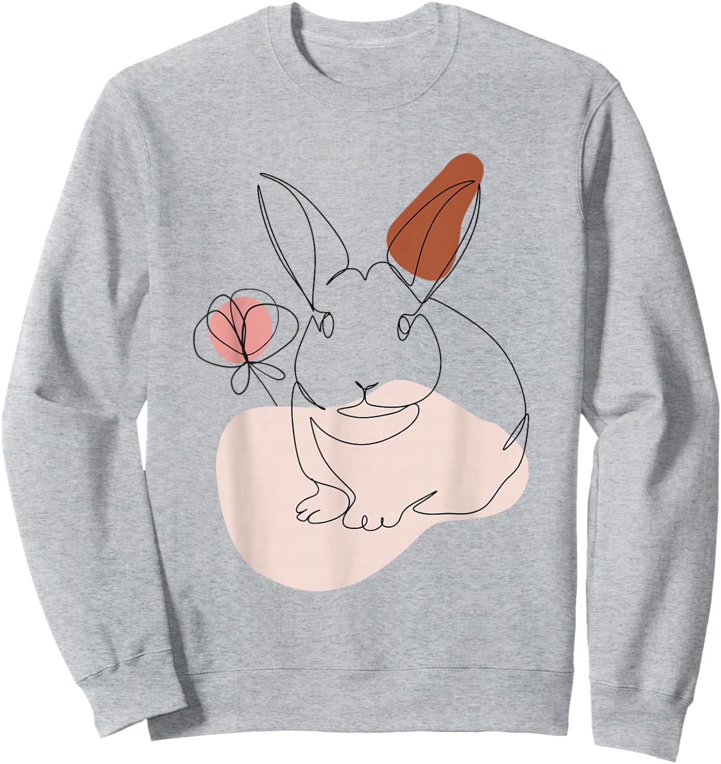 Rabbit Line Art Abstract Minimalist Bunny Face Sweatshirt - Sweatshirt | Ash