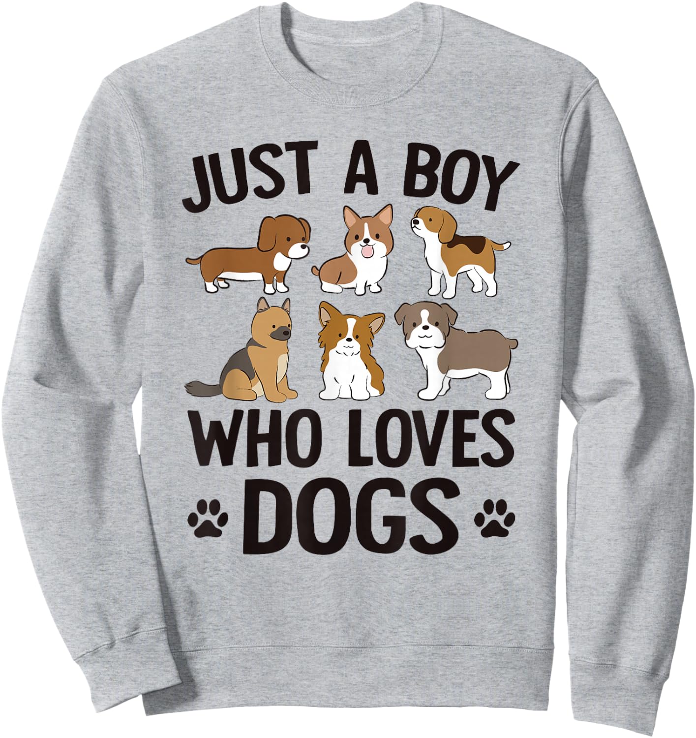 Just A Boy Who Loves Dogs Boys Toddler Puppy Dog Lover Sweatshirt - Sweatshirt | Ash