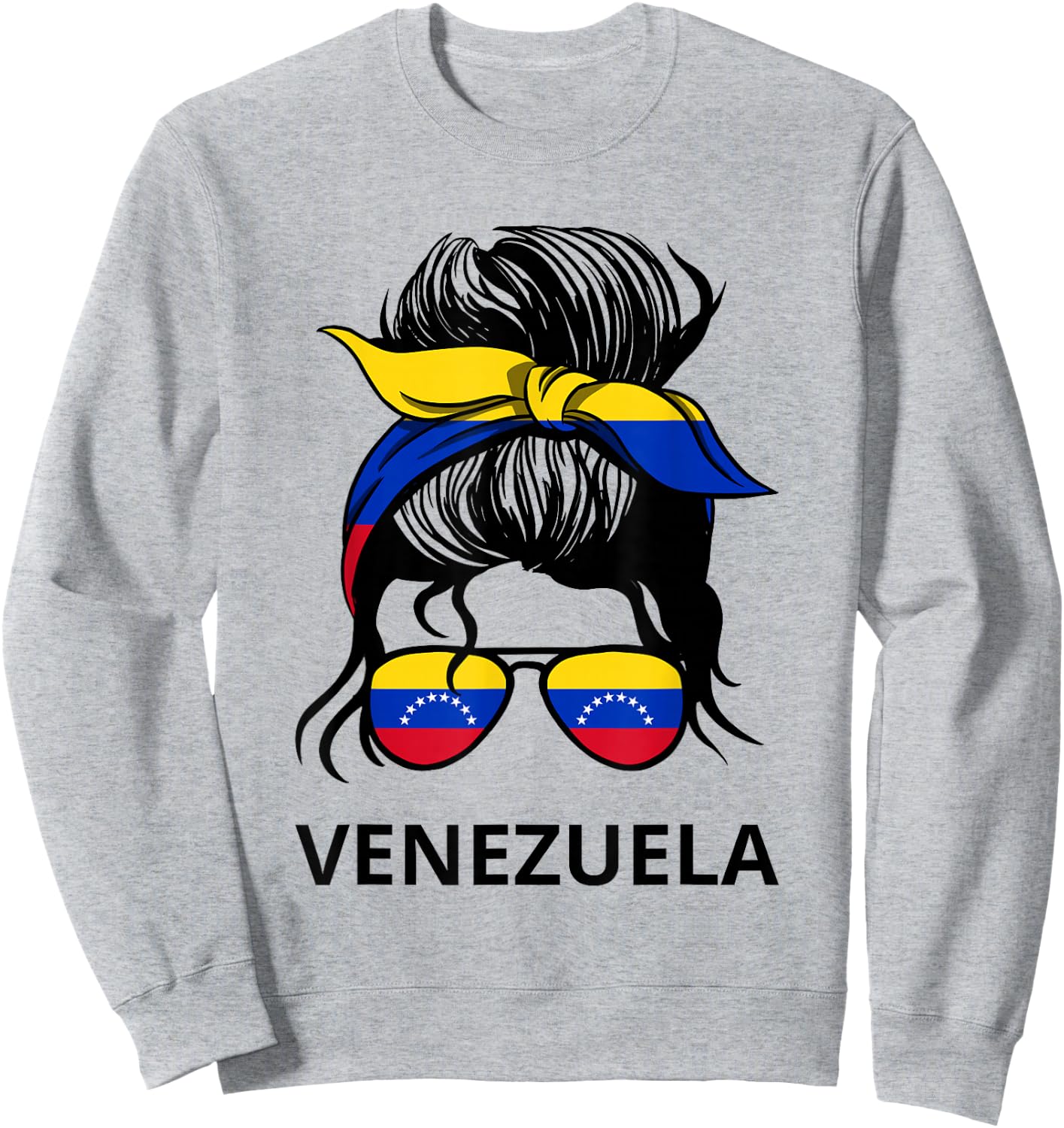 Messy Bun Girl Venezuela Pride Latina Venezuelan Women Sweatshirt - Sweatshirt | Ash