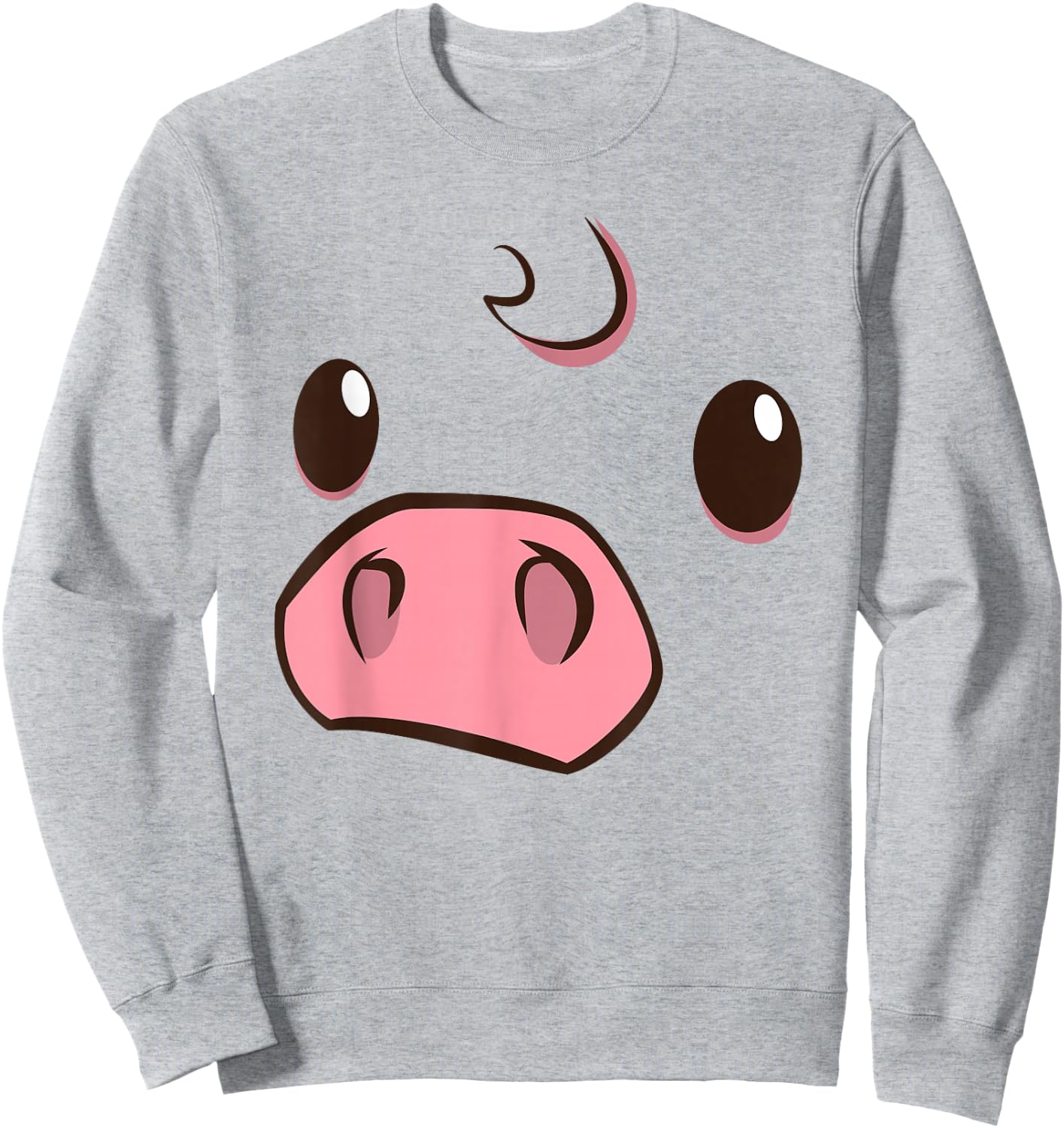 Cute Pig Animal Face Disguise Costume Swine Easy Halloween Sweatshirt - Sweatshirt | Ash