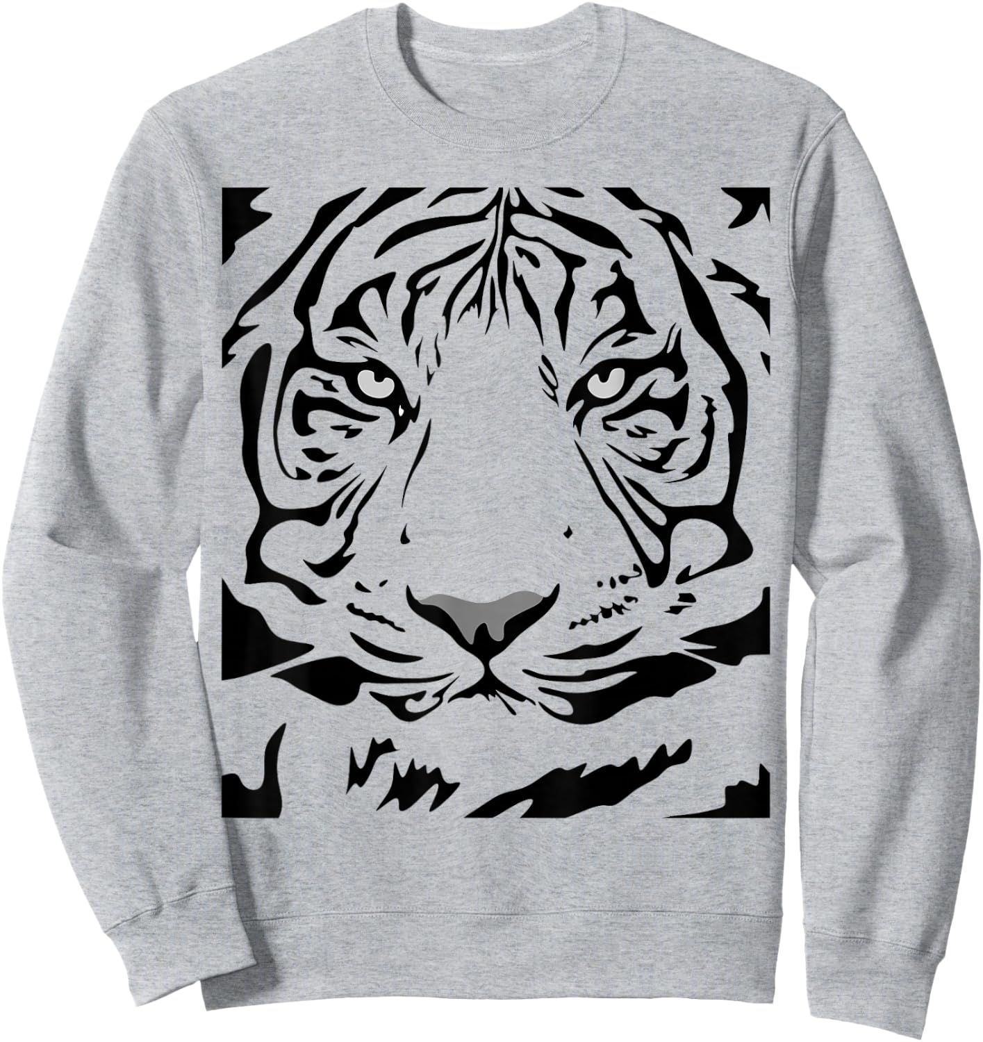 Rockabilia Merch Store Tiger Face - Men's White Tiger Print Graphic Modern Casual - Small Sweatshirt - Sweatshirt | Ash