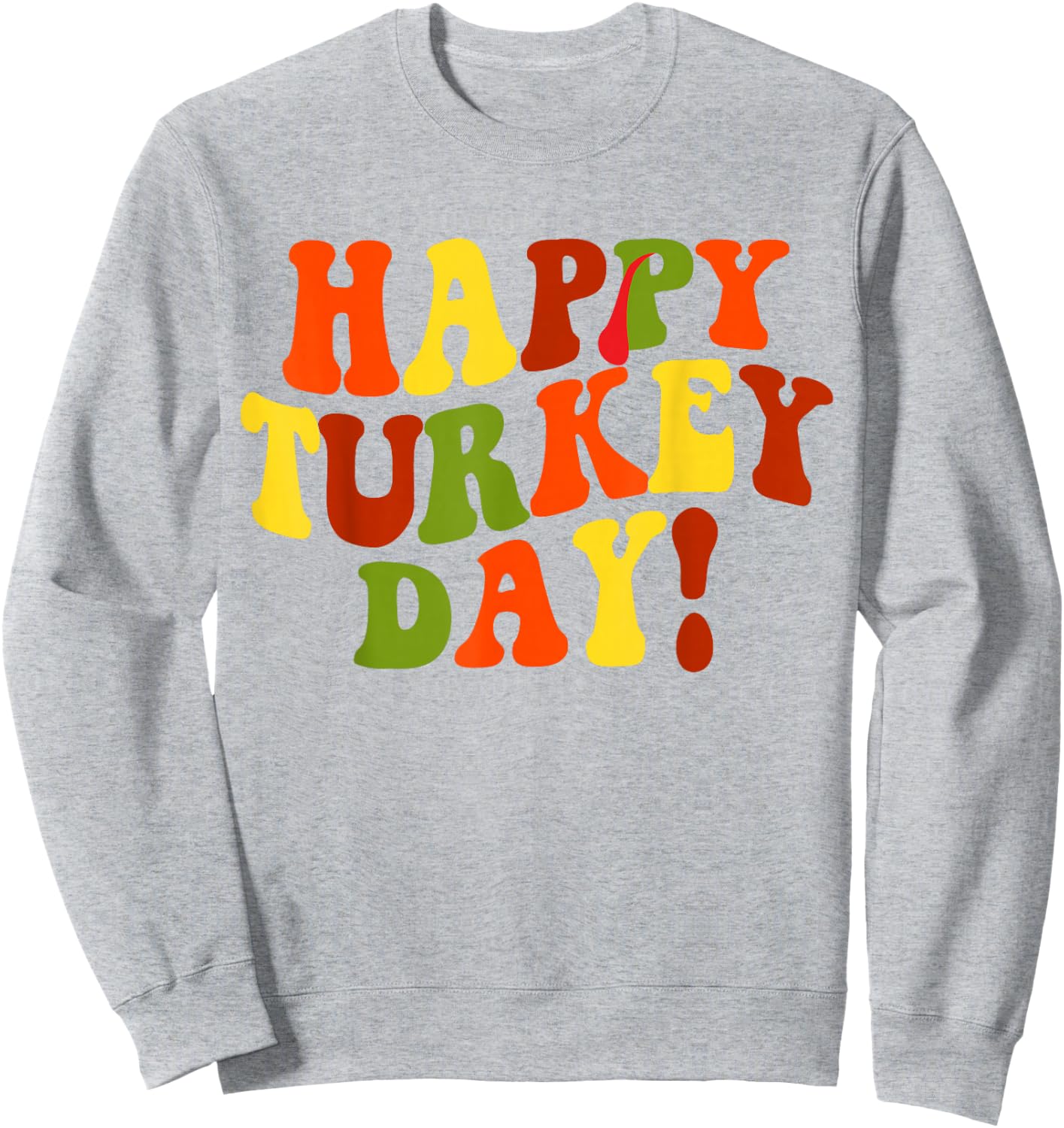 Happy Turkey Day Groovy Thanksgiving Fall Season -Adults Kids Black Small Short Sleeve Thanksgiving Sweatshirt - Sweatshirt | Ash