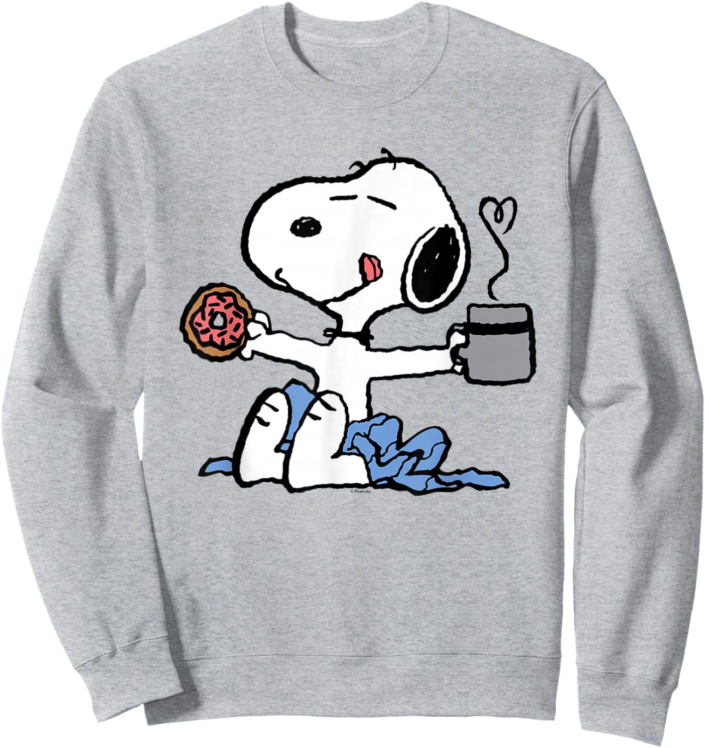 Peanuts - Donut Coffee Snoopy , blue Sweatshirt - Sweatshirt | Ash