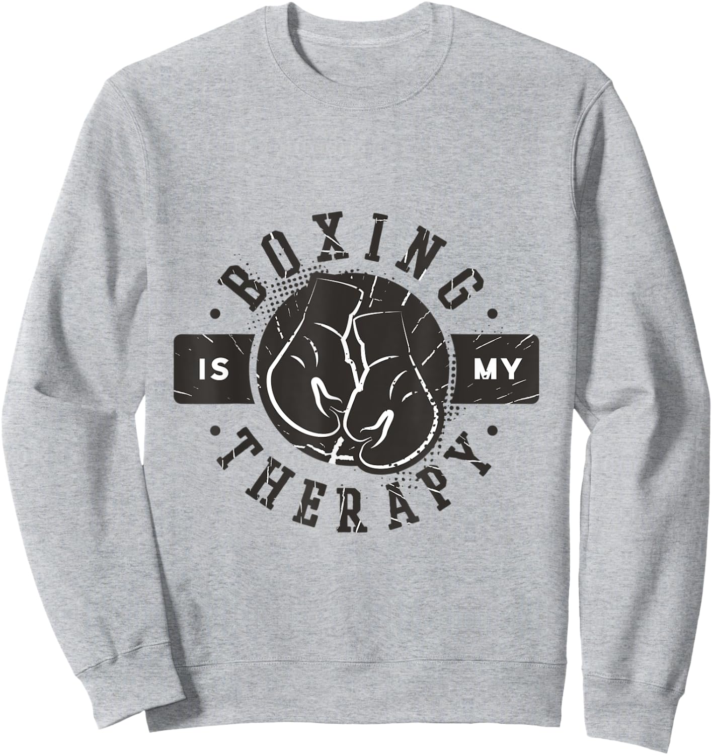 Vintage Distressed Funny Boxing is my Therapy Sweatshirt - Sweatshirt | Ash