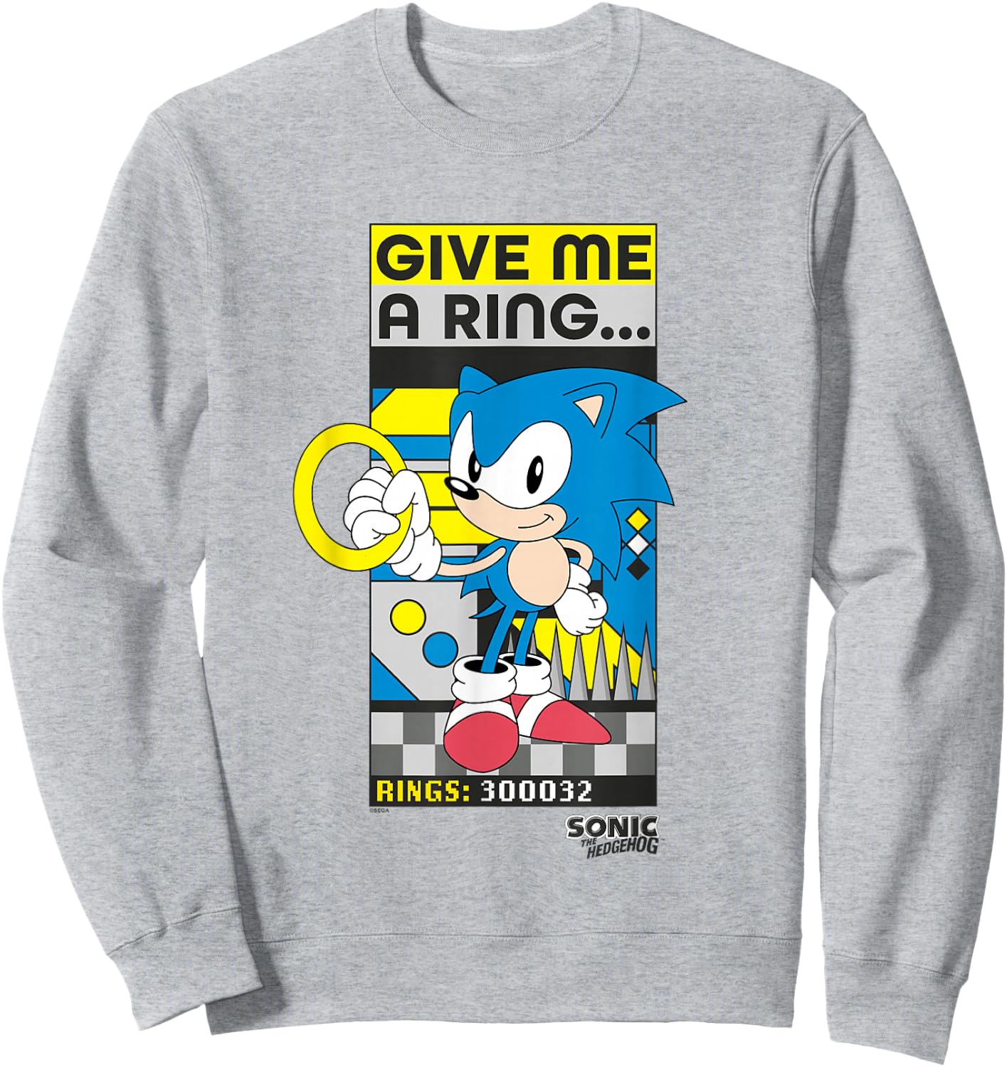 Sonic The Hedgehog Give Me A Ring… Retro Sonic Poster Sweatshirt - Sweatshirt | Ash