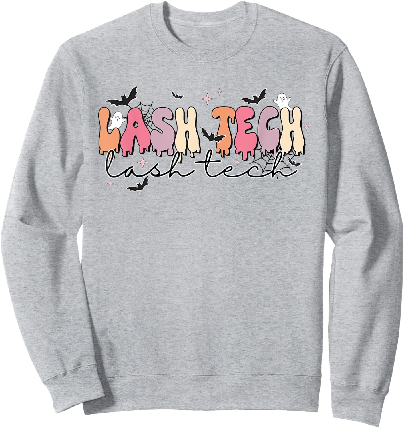 Lash Tech Halloween Ghost & Bat Cosmetologist Eyelash Tech Sweatshirt - Sweatshirt | Ash