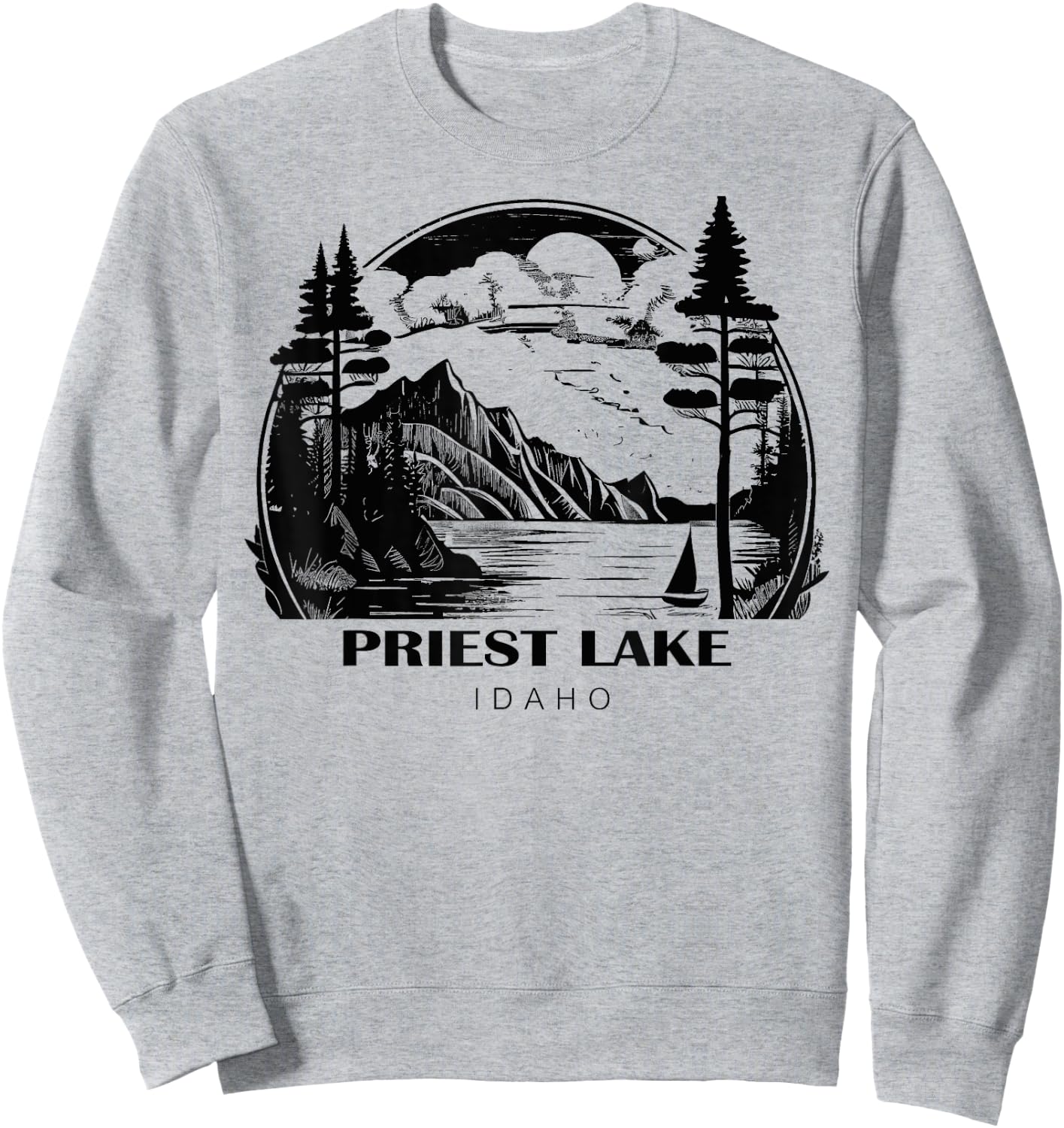 Priest Lake Idaho Sweatshirt - Sweatshirt | Ash