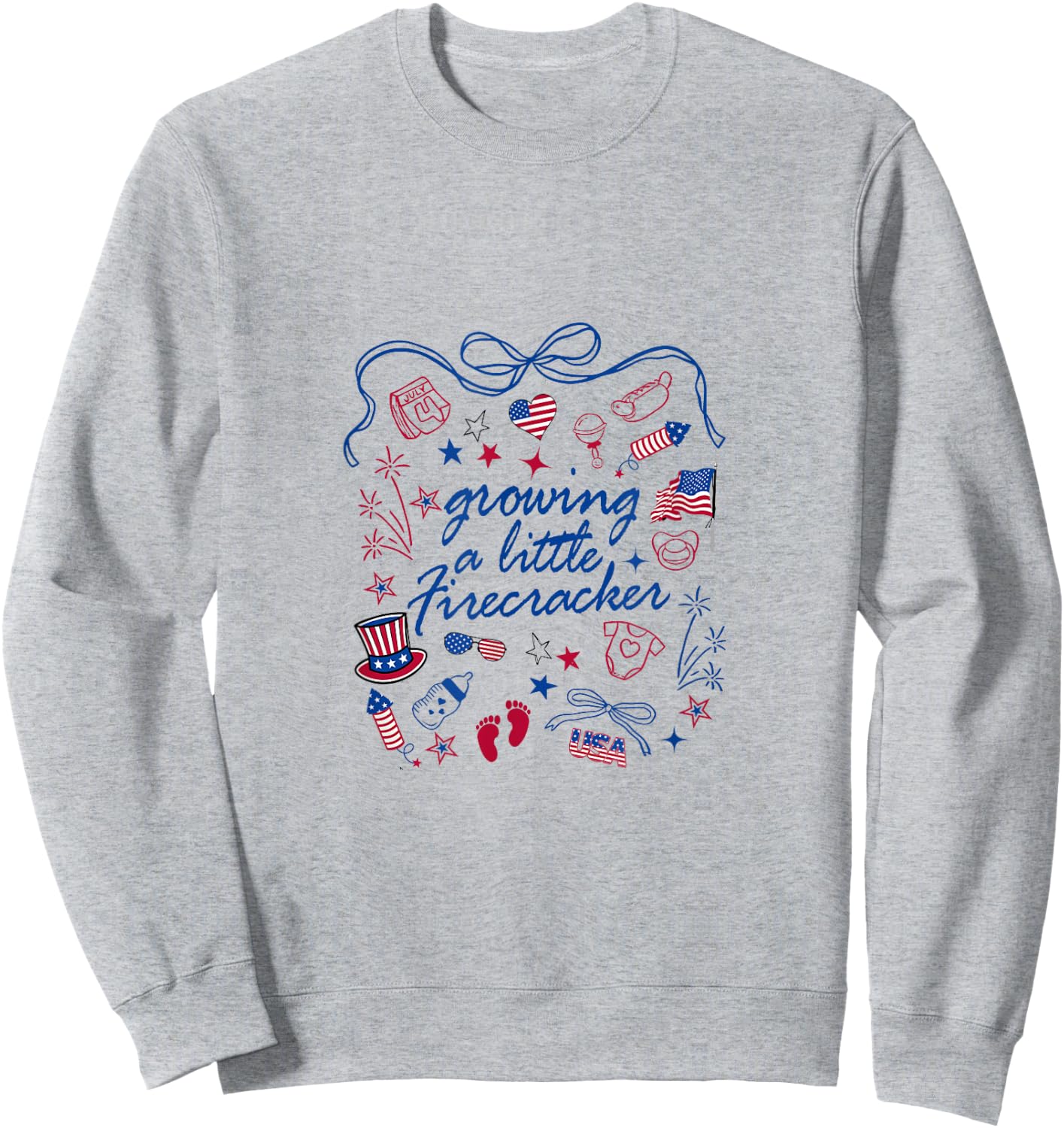 Retro Growing A.Little Firecracker 4th Of.July Pregnancy Sweatshirt - Sweatshirt | Ash