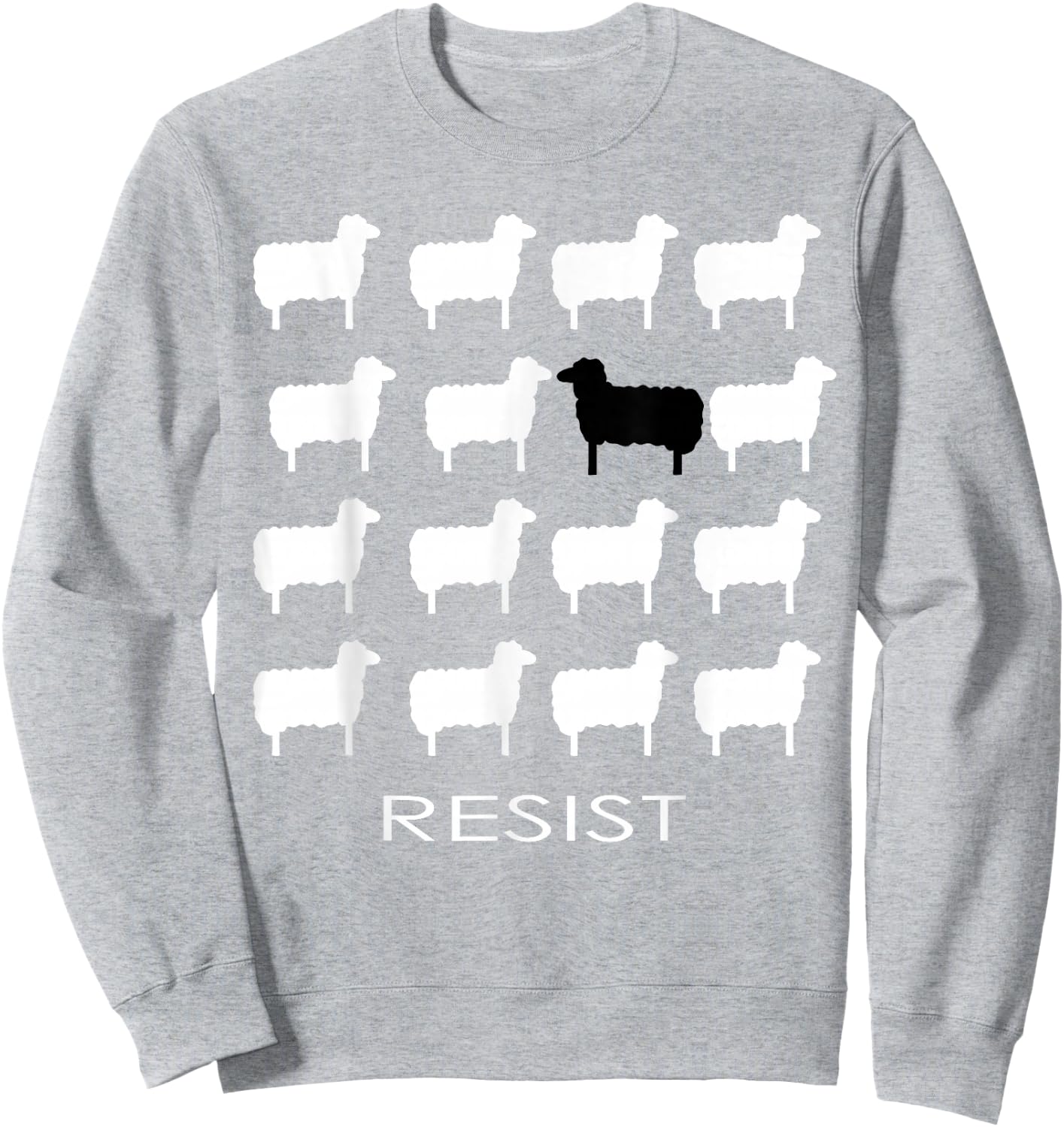 White and Black Sheep Resist Empowering Dissent Resistance Sweatshirt - Sweatshirt | Ash