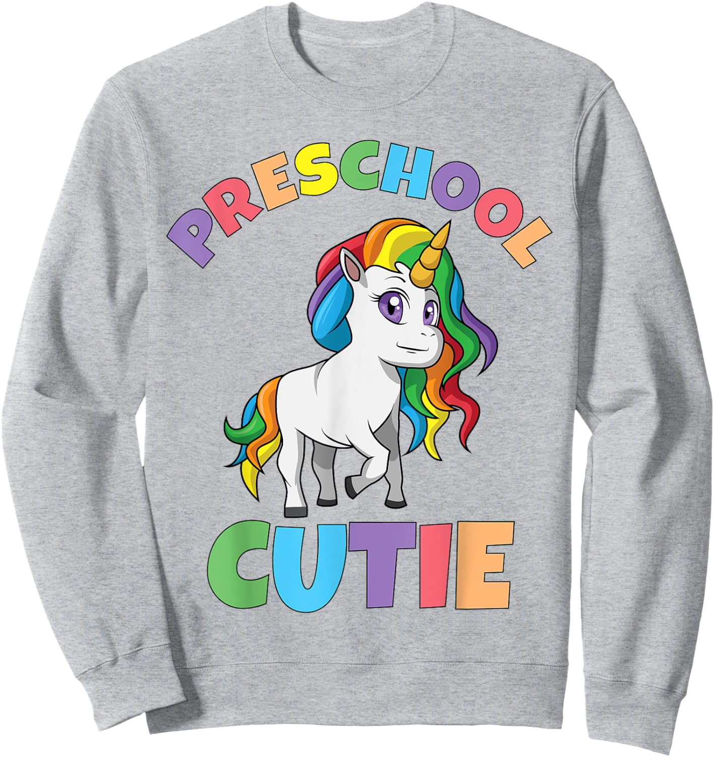 First Day of Preschool Girls Toddler Unicorn Preschool Cutie Sweatshirt - Sweatshirt | Ash