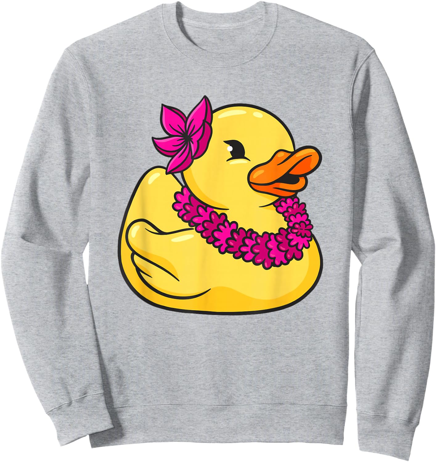 Hawaiian Rubber Duck Flower Wreath Sweatshirt - Sweatshirt | Ash