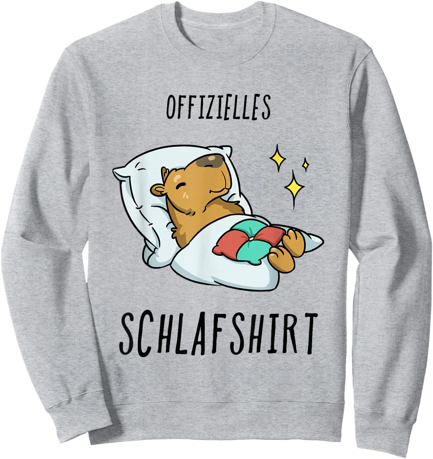 Capybara Water Pig Pyjamas , Grey, Small, Adult, Short Sleeve, , Classic, Sleep Shirt Sweatshirt - Sweatshirt | Ash