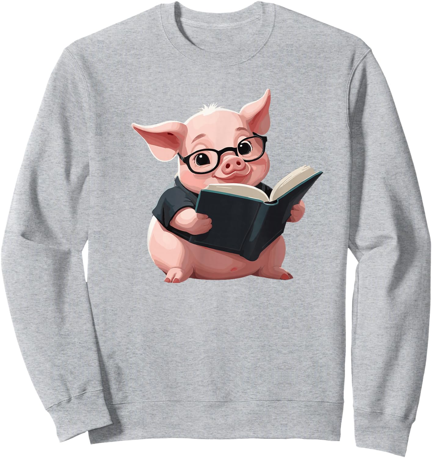 Cute Pig is reading a Book, Reading Pig Sweatshirt - Sweatshirt | Ash