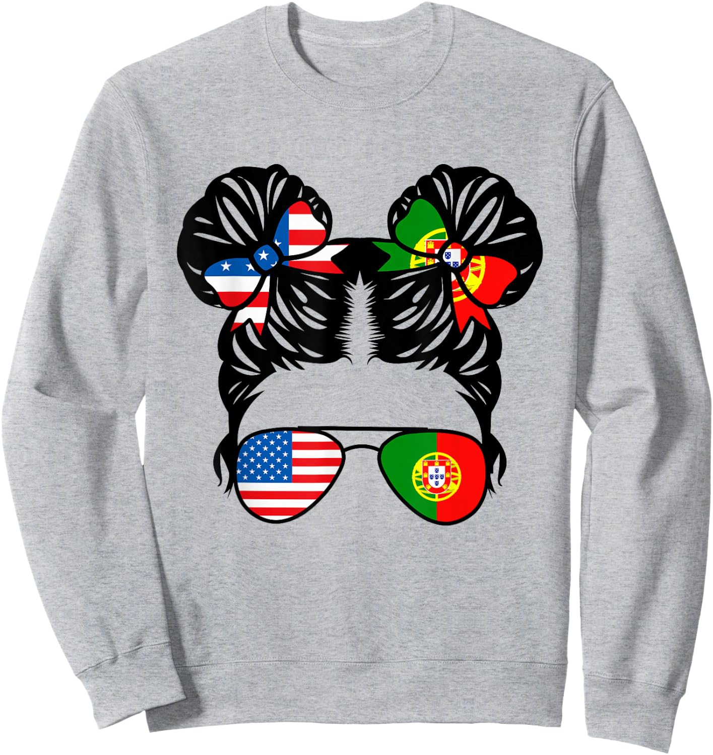 Half American Half Portuguese Girl USA Portugal Flag Patriot Sweatshirt - Sweatshirt | Ash