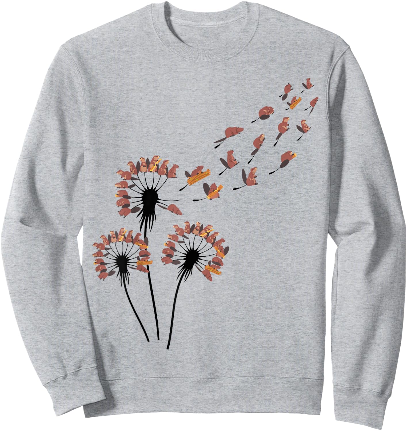 Flower Dandelion Beavers Stuff for Beaver Lover | Beaver Sweatshirt - Sweatshirt | Ash