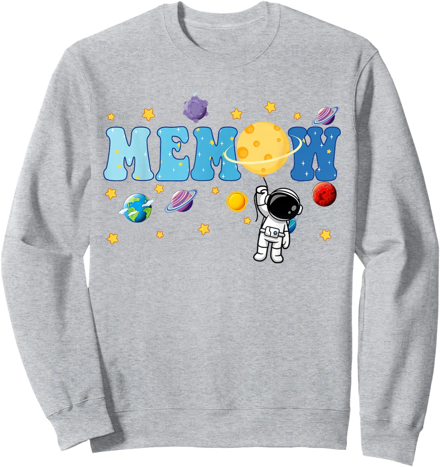Memaw of The Bday Boy Astronaut Space Planets Family Sweatshirt - Sweatshirt | Ash
