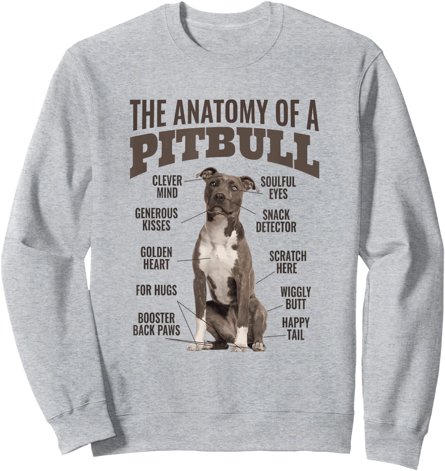 Anatomy Of A Pitbull Shirt Men Women Gift Dog Lovers Sweatshirt - Sweatshirt | Ash