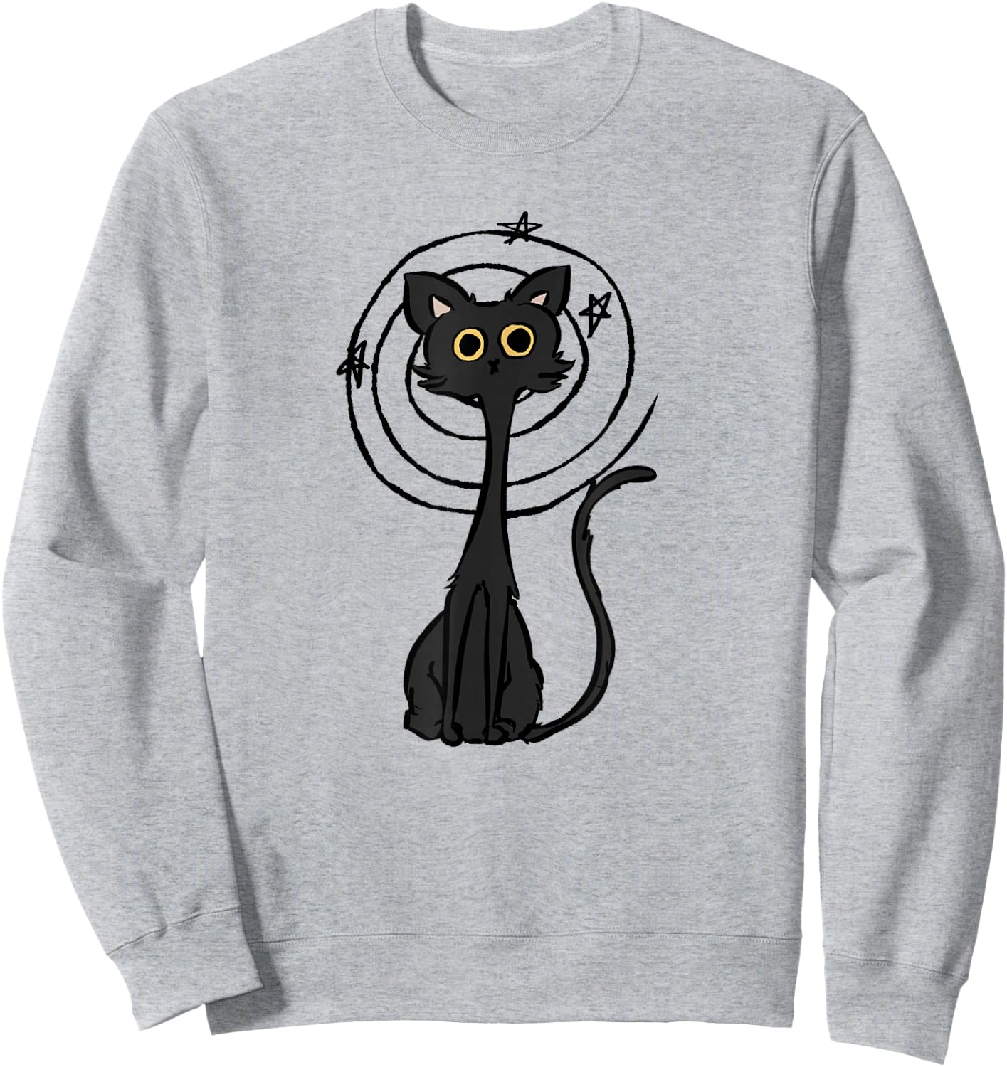 Y2K 90s Confused Crazy Mad Tomcat Cat under Starry Sweatshirt - Sweatshirt | Ash