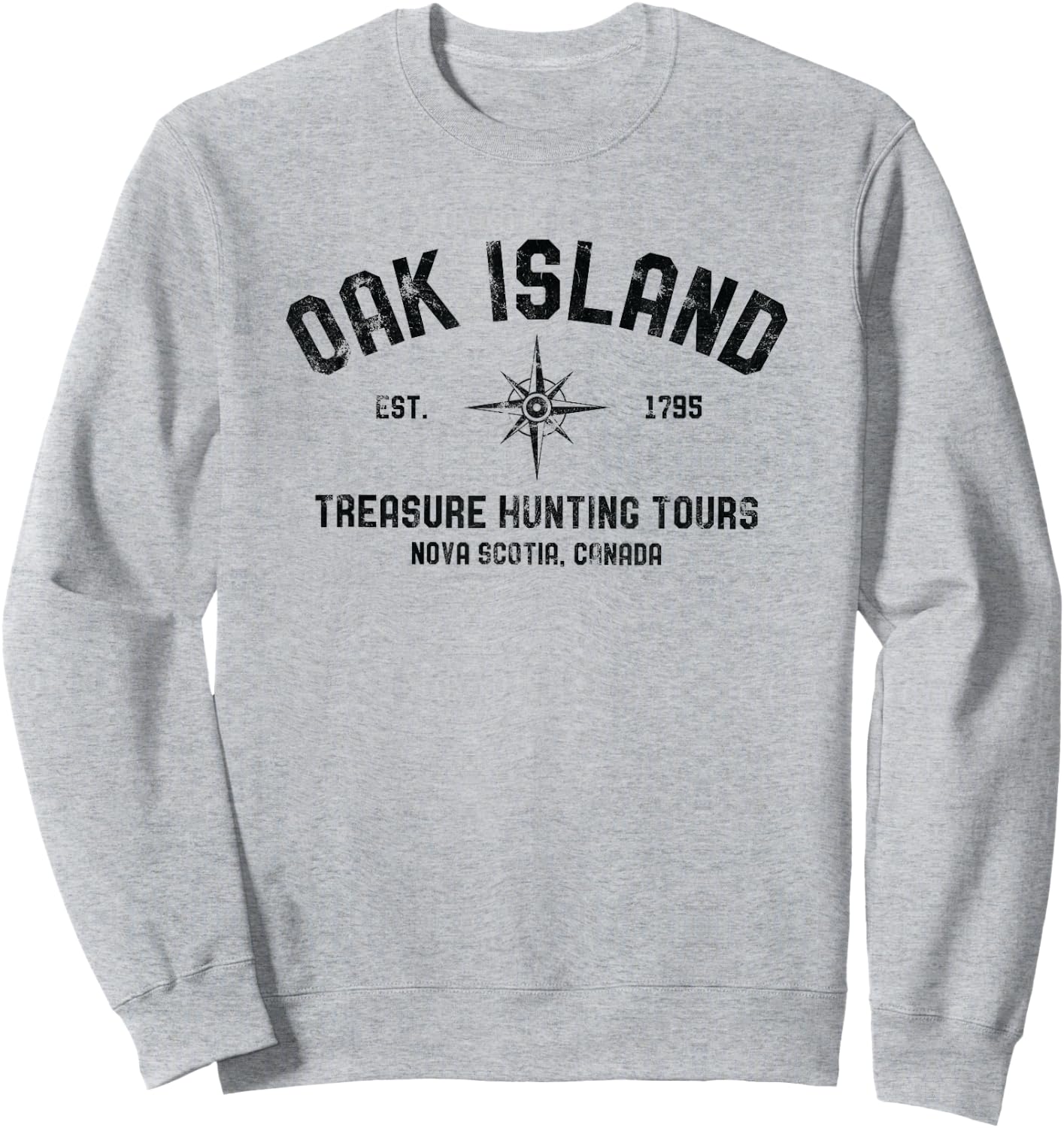 Oak Island Treasure Hunting Tours Vintage Compass Mystery Sweatshirt - Sweatshirt | Ash