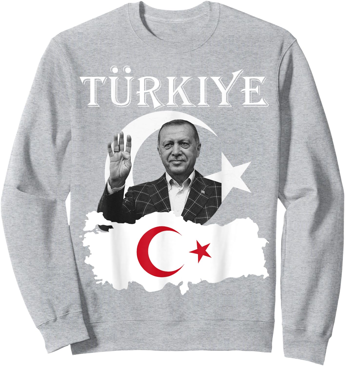 Recep Tayyip Erdogan Turkish Red Flag Sweatshirt - Sweatshirt | Ash