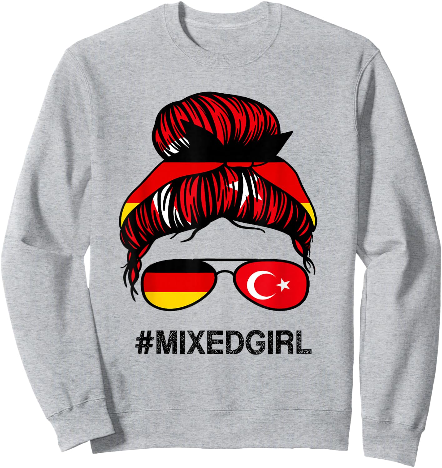 Türkei Deutschland Flagge Türkisch Deutsch Unordentlicher Dutt Sweatshirt - Sweatshirt | Ash