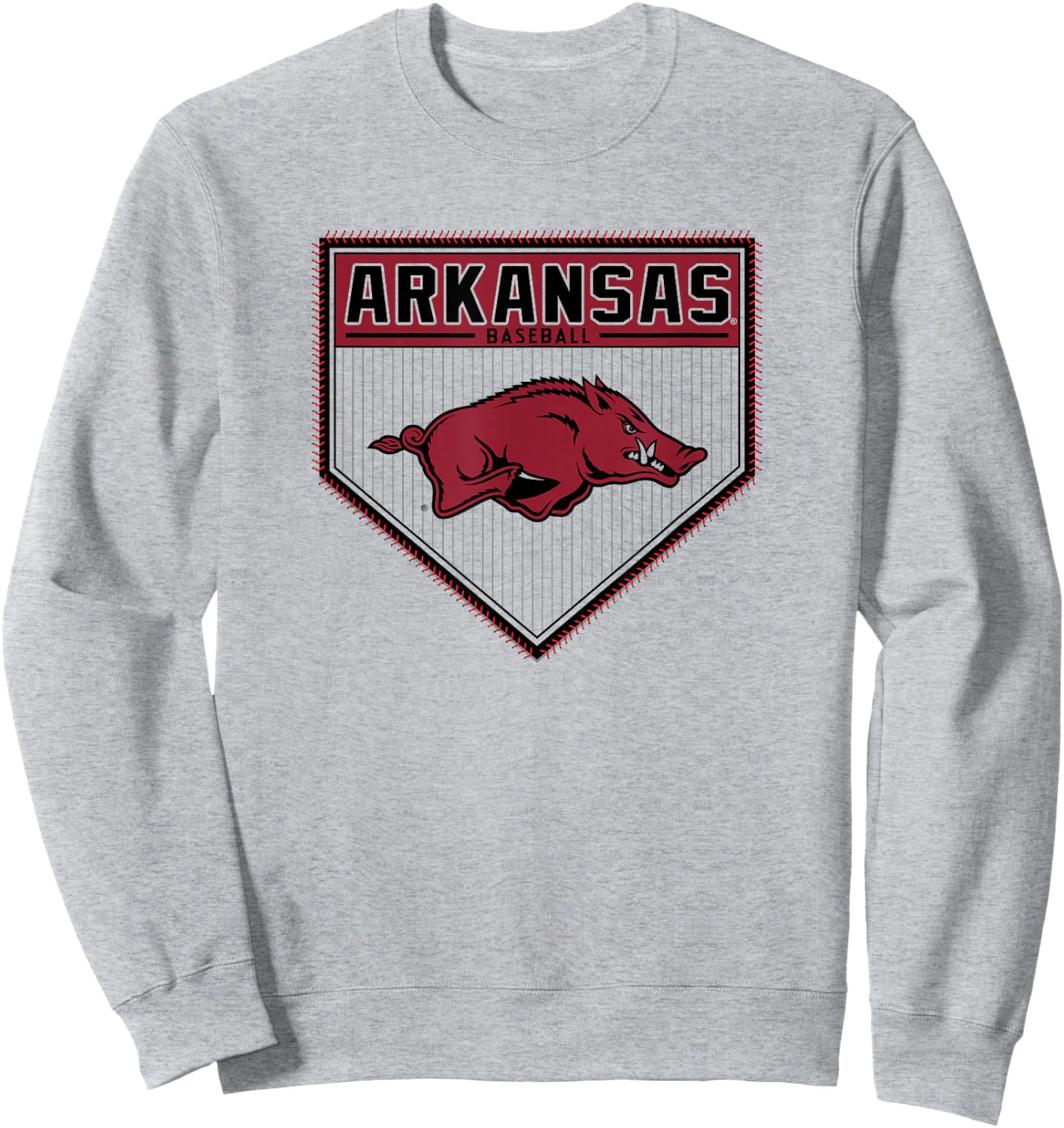 Arkansas Razorbacks Baseball Homeplate White Sweatshirt - Sweatshirt | Ash