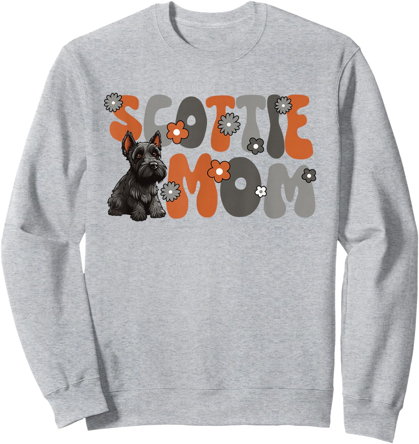Scottish Terrier Groovy World's Best Scottie Mom Sweatshirt - Sweatshirt | Ash