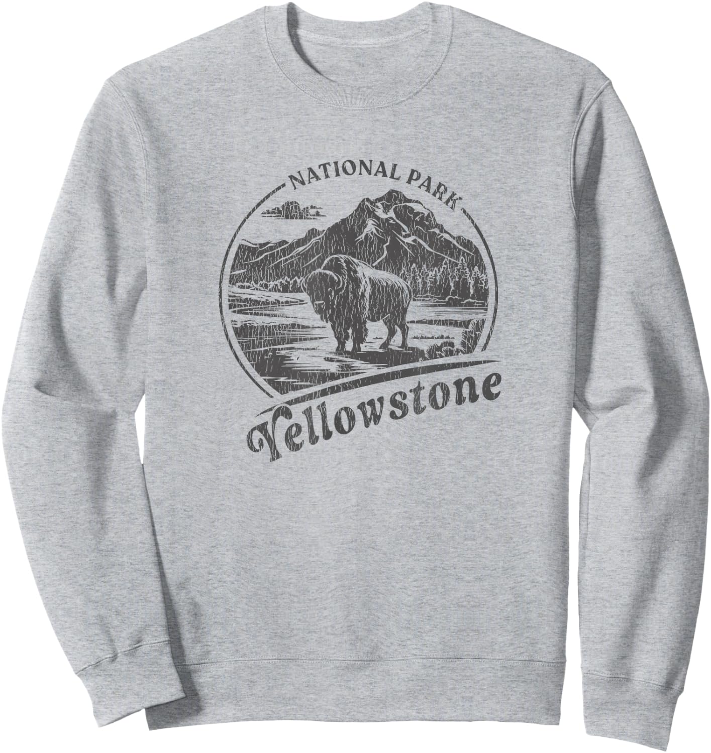Vintage Yellowstone National Park Men Women Kids Sweatshirt - Sweatshirt | Ash